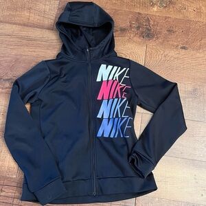 Nike girls full zip hoodie jacket Sz extra large XL 18/20 drifit black